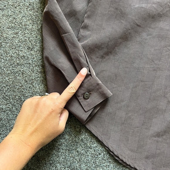 Vintage Anna Button Up Blouse Shirt Top Womens XL Checkered Pattern 90s Workwear - Picture 4 of 16